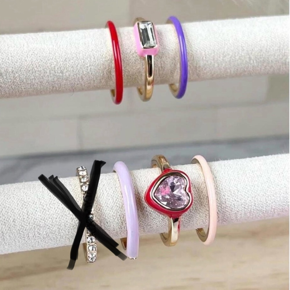 Park Lane XOXO - Pink, Purple and Red Heart Ring Set Size 8 ****PLZ READ*** - Picture 2 of 7